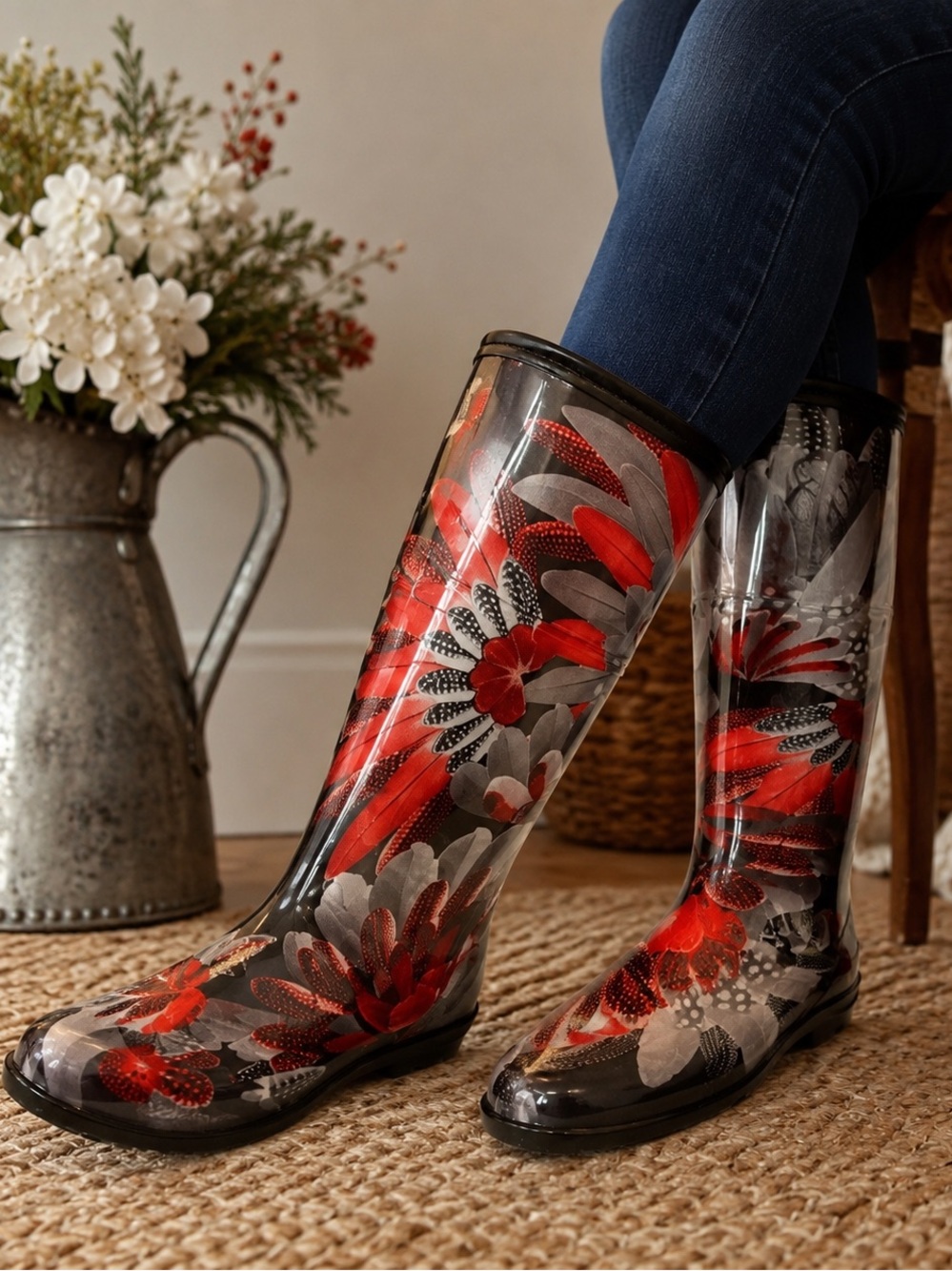Kamik Feather Print Tall Rain Boots